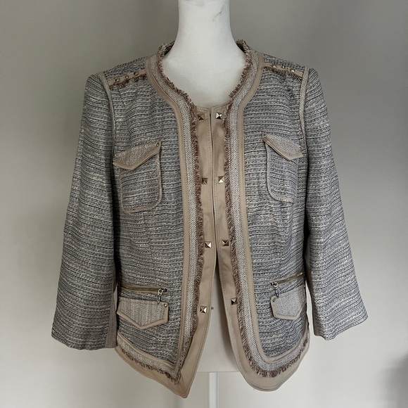 NWOT, White House Black Market Elegant Women's Gray and Tan Blazer - Picture 1 of 11